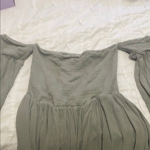 Olive off the shoulder mini dress